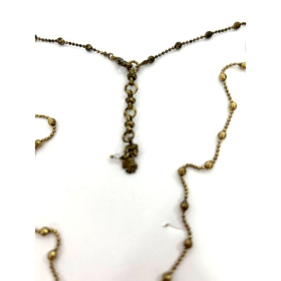 Lucky Brand Pendant Necklace Gold Tone 16” Bead Chain Iridescent Oval & Round - Picture 15 of 16